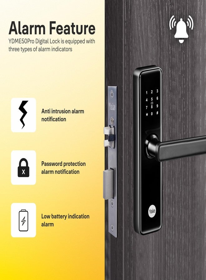 ييل قفل باب ذكي Yale YDME 50 Pro، مزود برمز PIN وبطاقة RFID ومفاتيح ميكانيكية، اللون أسود، للمنزل والمكتب (تركيب مجاني)... - Image 4